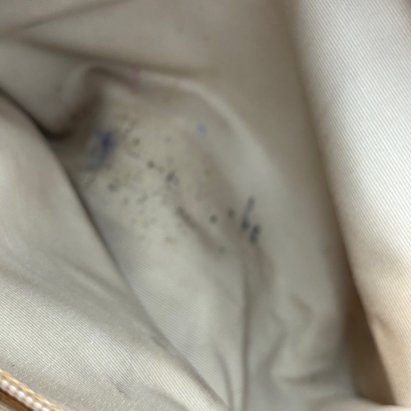 Coach Shoulder Bag Blue White C Logo Beige Leather Handles Trim 3-Compartment - Picture 13 of 16